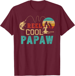 Fishing Reel Cool Papaw Father’s day gift Fisherman Papaw T-Shirt - T-Shirt | Maroon