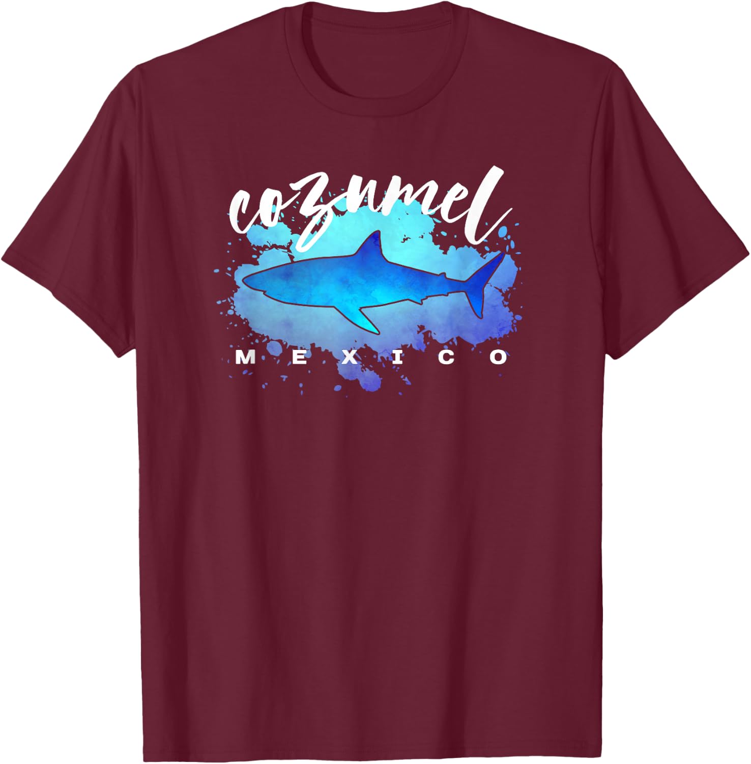 COZUMEL MEXICO Shark Scuba Diver Spring Break Vacation Retro T-Shirt - T-Shirt | Maroon