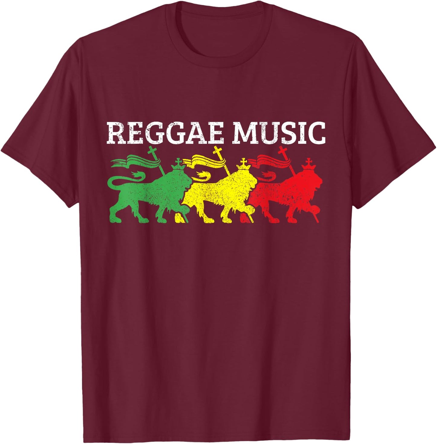 Reggae Music Rastafari Jamaica Lion Of Judah Rasta Gift T-Shirt - T-Shirt | Maroon