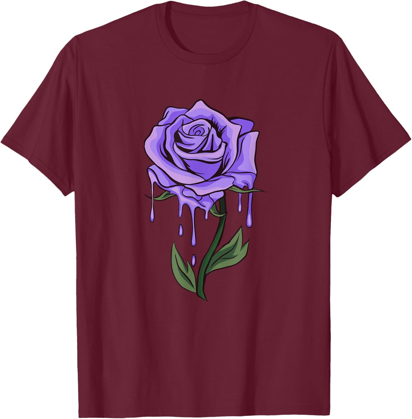 Purple Aesthetic Rose Soft Grunge Pastel Goth Punk Floral T-Shirt - T-Shirt | Maroon