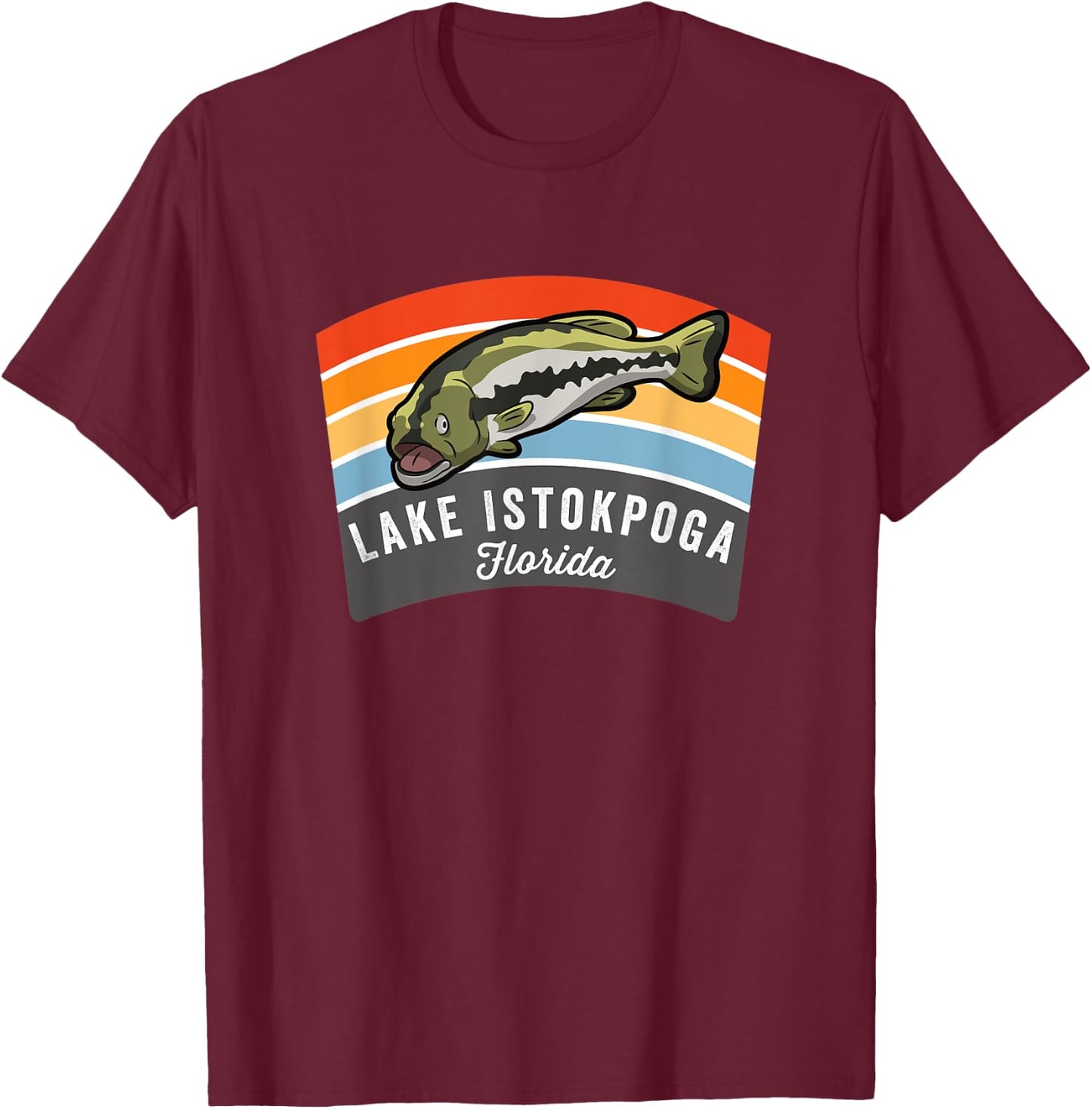 Lake Istokpoga Florida Largemouth Bass Fishing T-Shirt - T-Shirt | Maroon