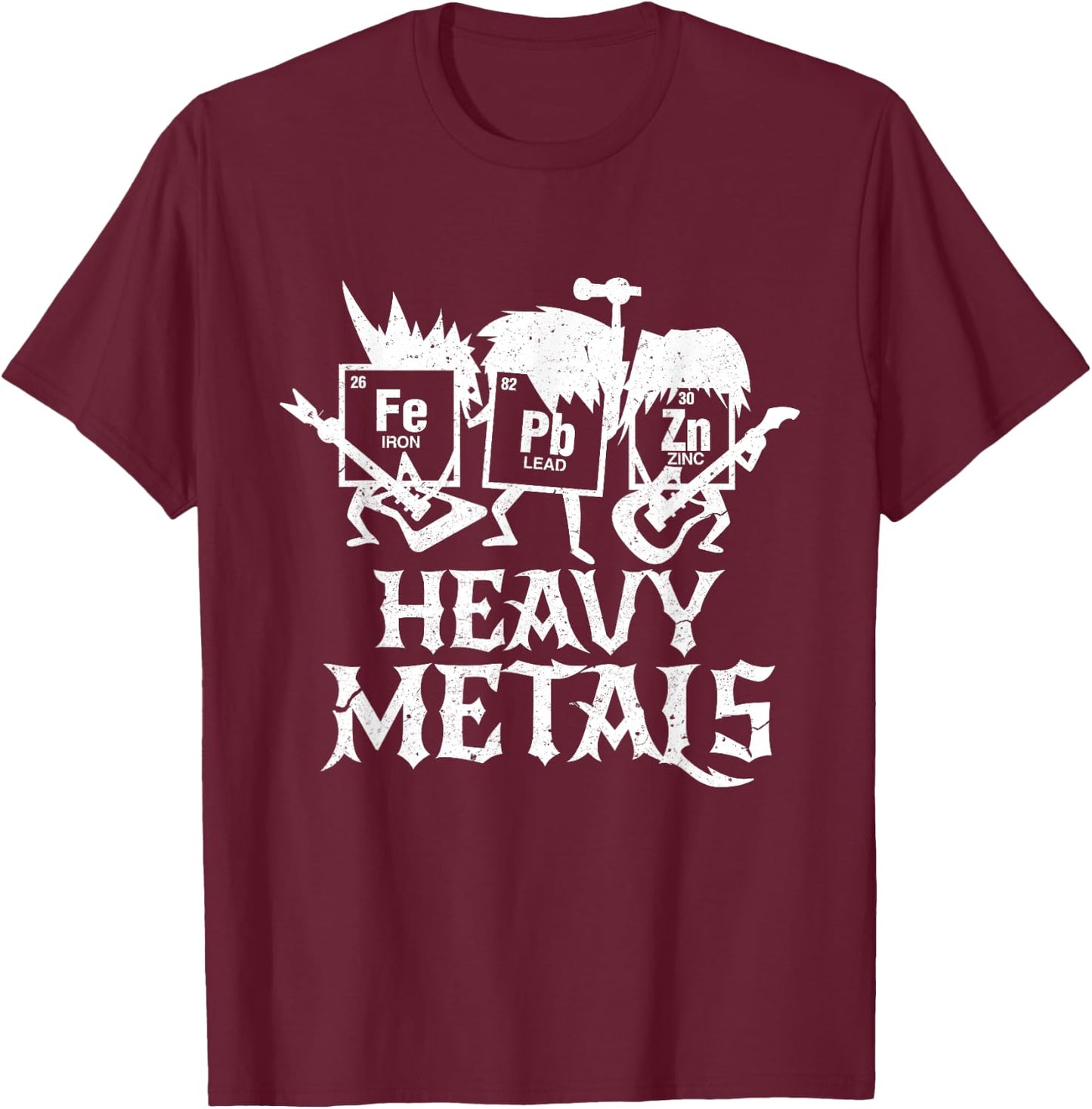 Heavy Metals Funny Periodic Table Chemistry T-Shirt - T-Shirt | Maroon