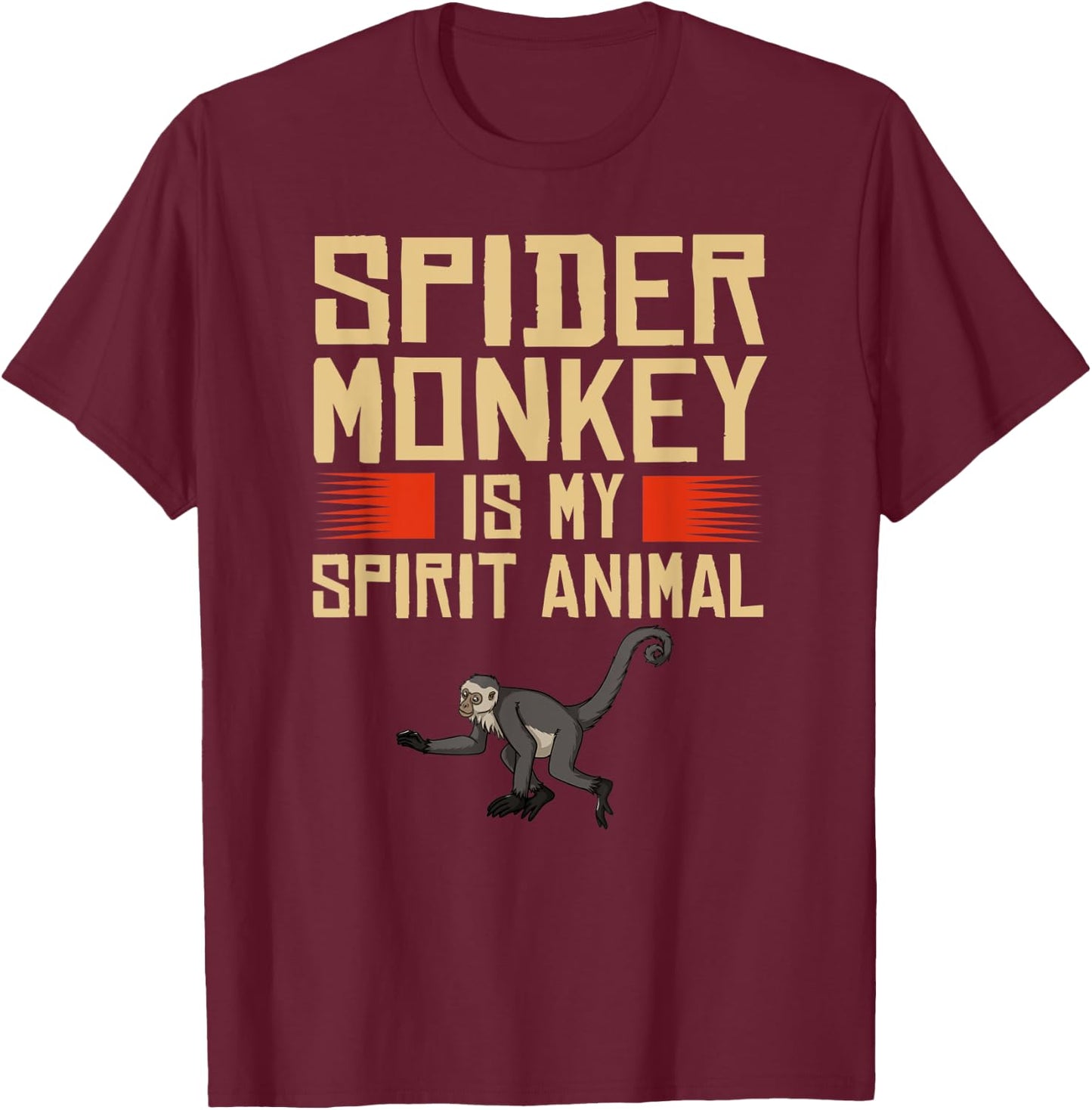 Spider Monkey Funny Cute Animal T-Shirt - T-Shirt | Maroon