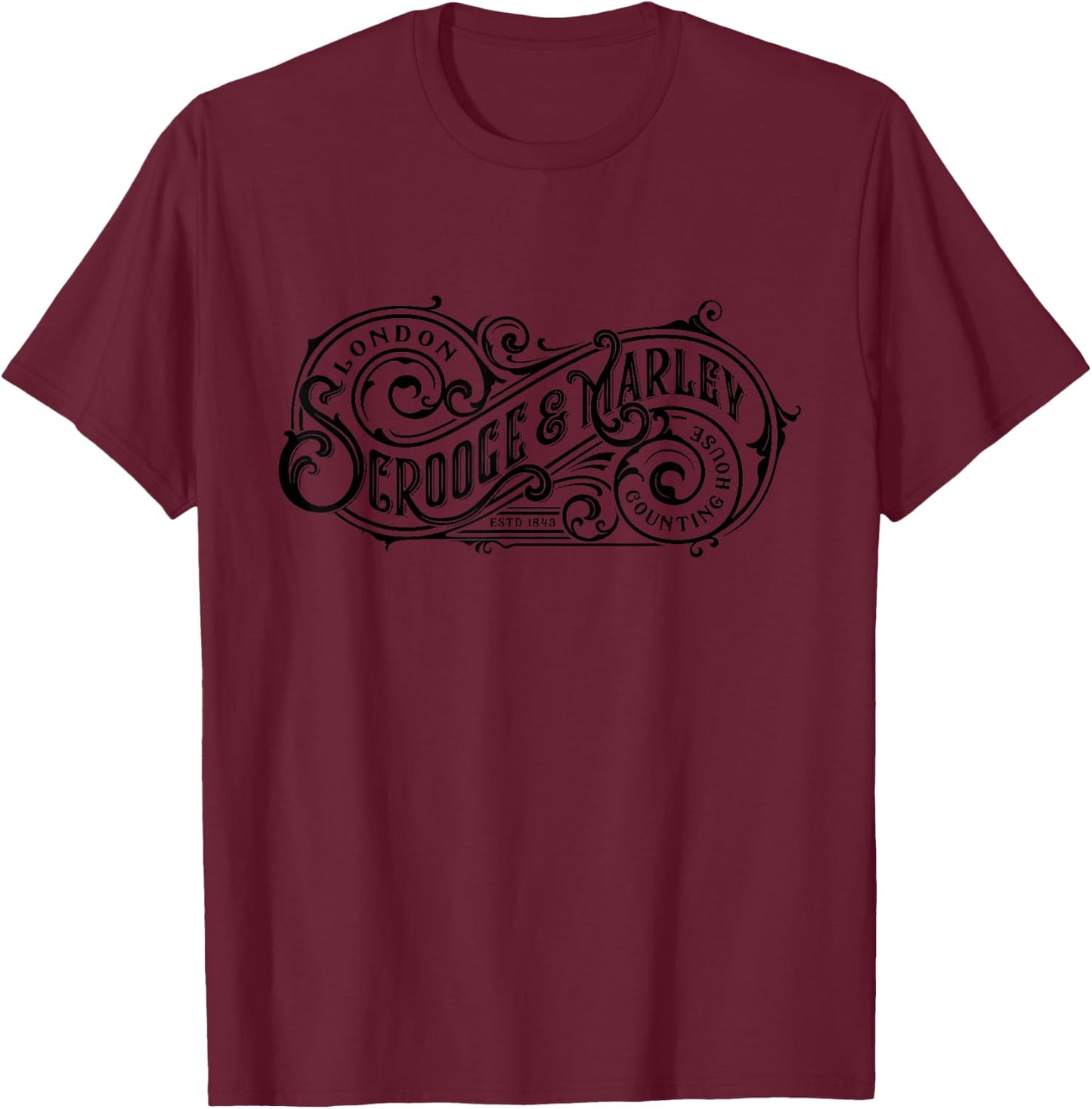 Scrooge and Marley Counting House Christmas Ebenzer Scrooge T-Shirt - T-Shirt | Maroon