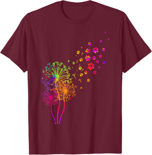 Dandelion Paw Print T-Shirt - T-Shirt | Maroon