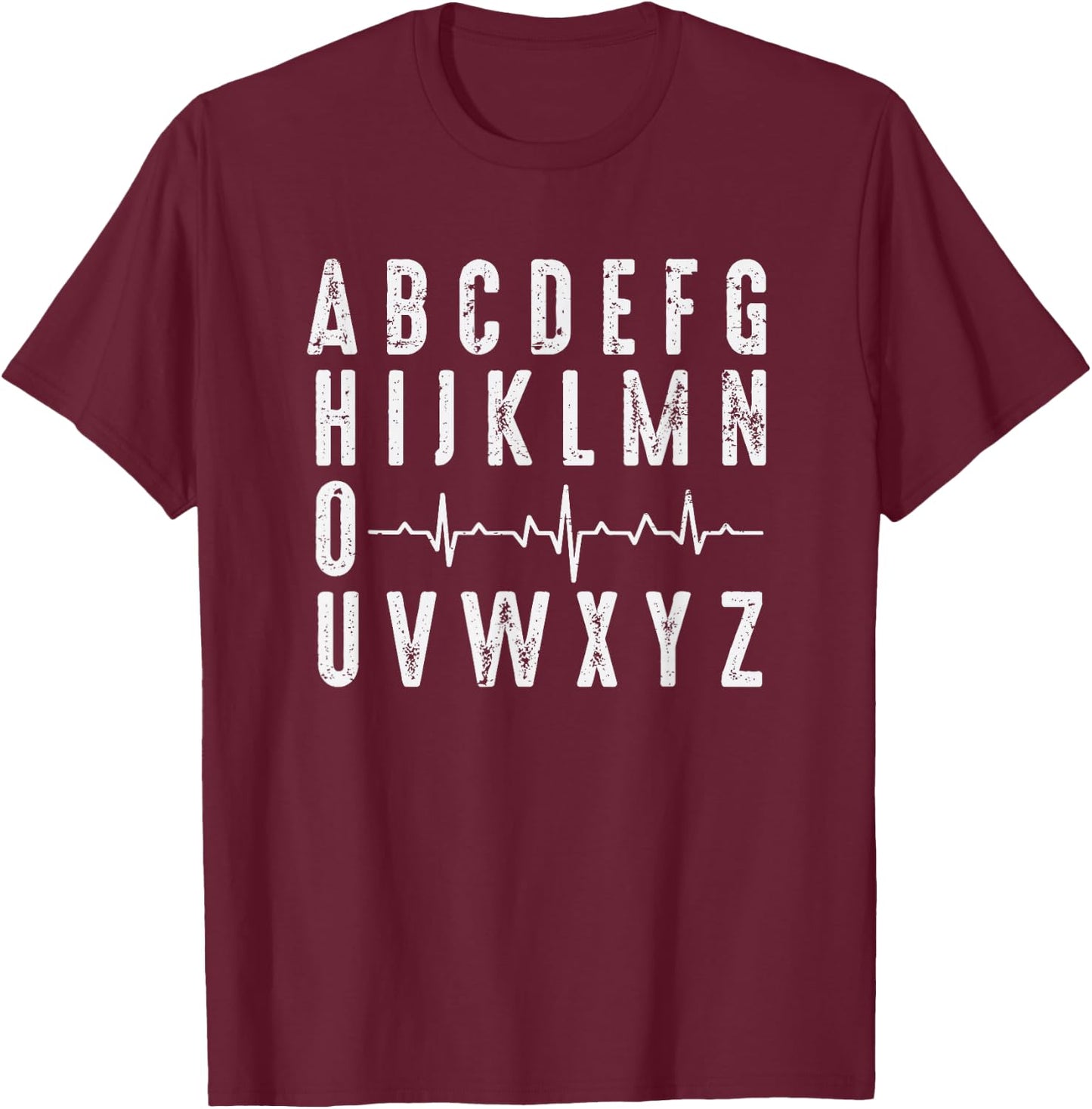 Nurse ABC's Funny PQRST ECG Heart Rhythm T-Shirt - T-Shirt | Maroon