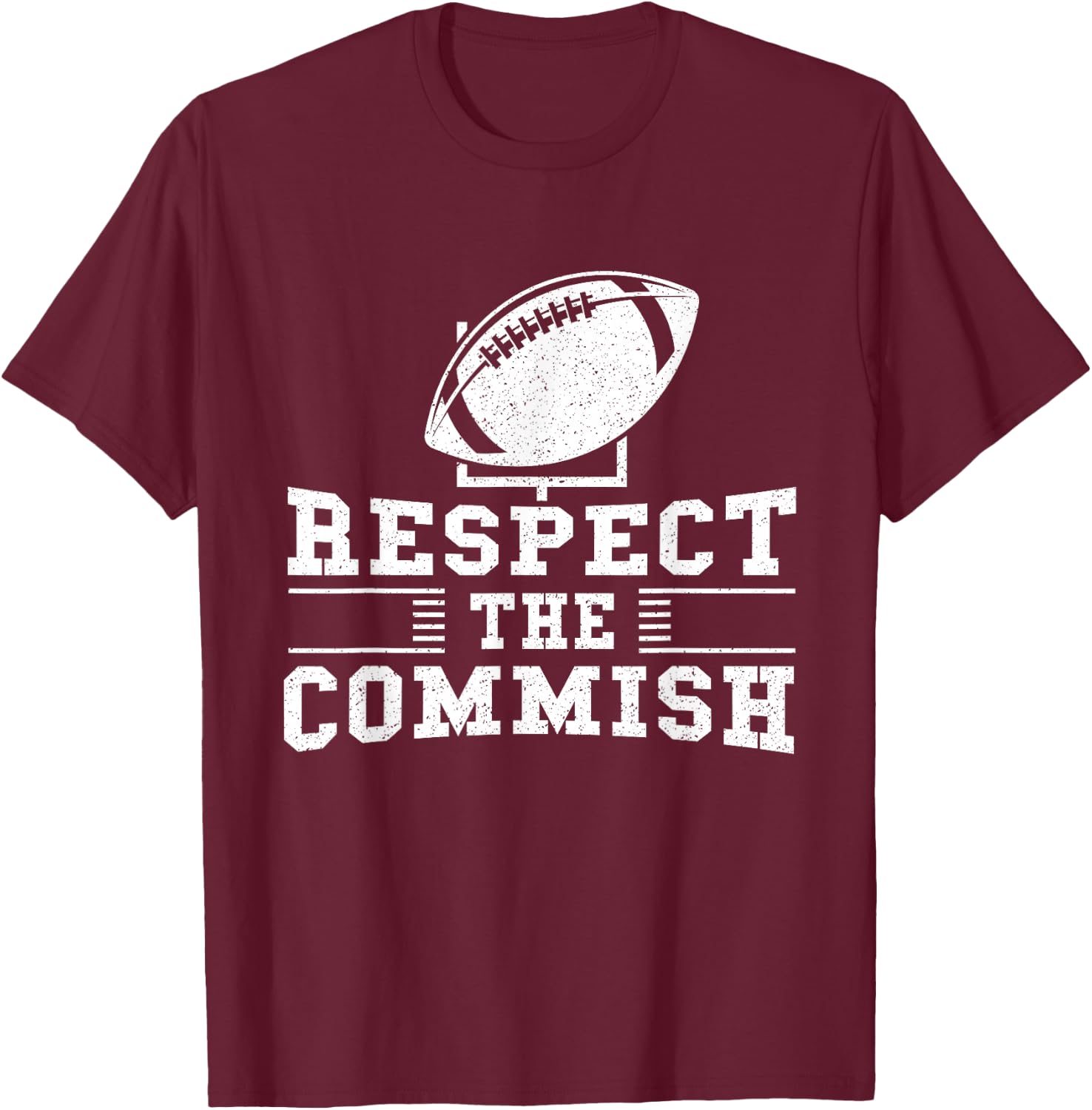 Respect The Commish - Fantasy Football Game Day Gift T-Shirt - T-Shirt | Maroon