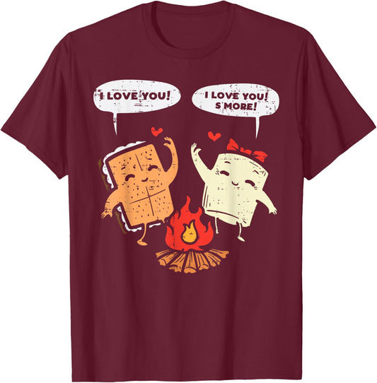 I Love You Smore Funny Camping Couple Camper Men Women Kids T-Shirt - T-Shirt | Maroon