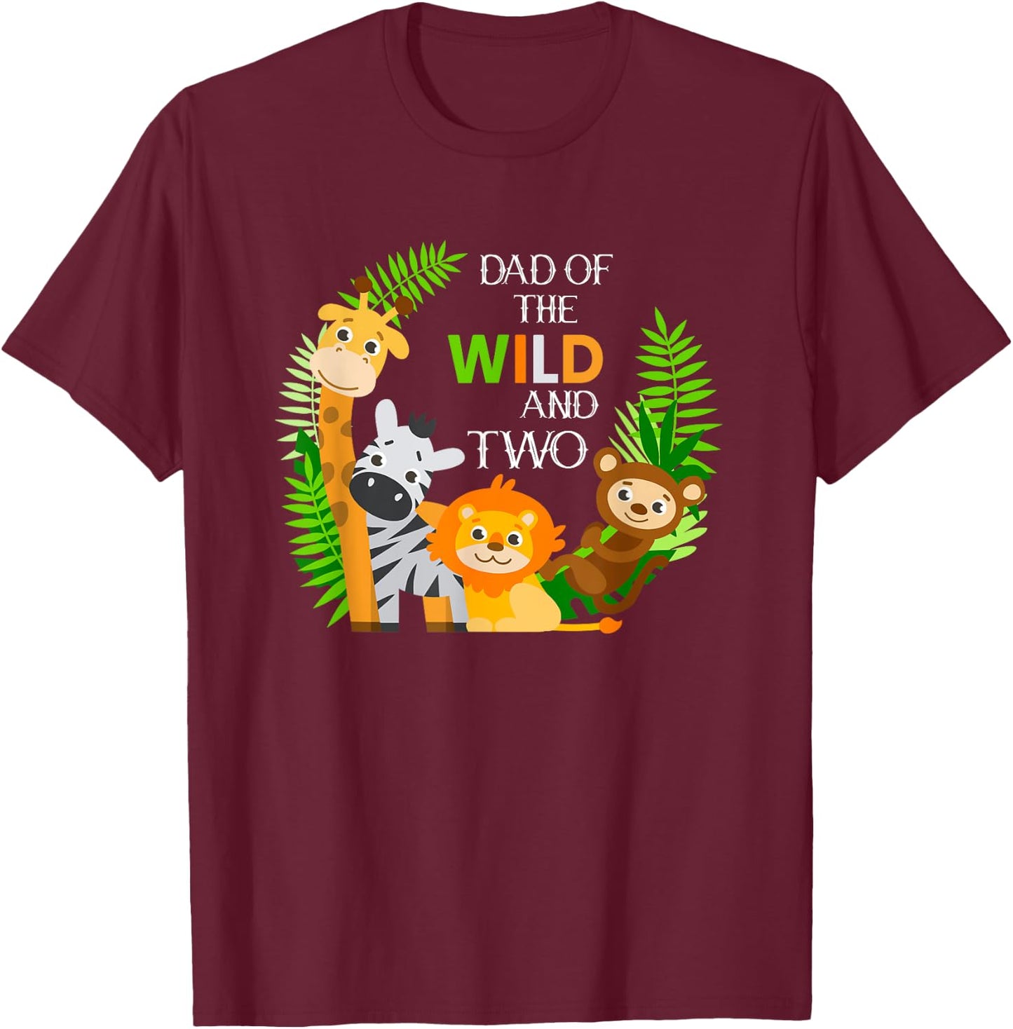 Dad Of The Wild And Two Zoo Theme Bday Party Cute Zoo Staff T-Shirt - T-Shirt | Maroon