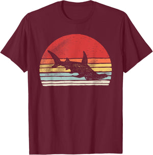 Vintage Retro Hammerhead Shark T-Shirt - T-Shirt | Maroon