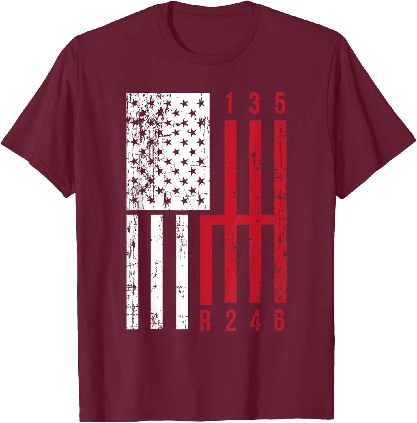 Funny Stick Shift USA Flag Muscle Car 6 Gears Mechanic Gift Women Kids Men T-Shirt - T-Shirt | Maroon