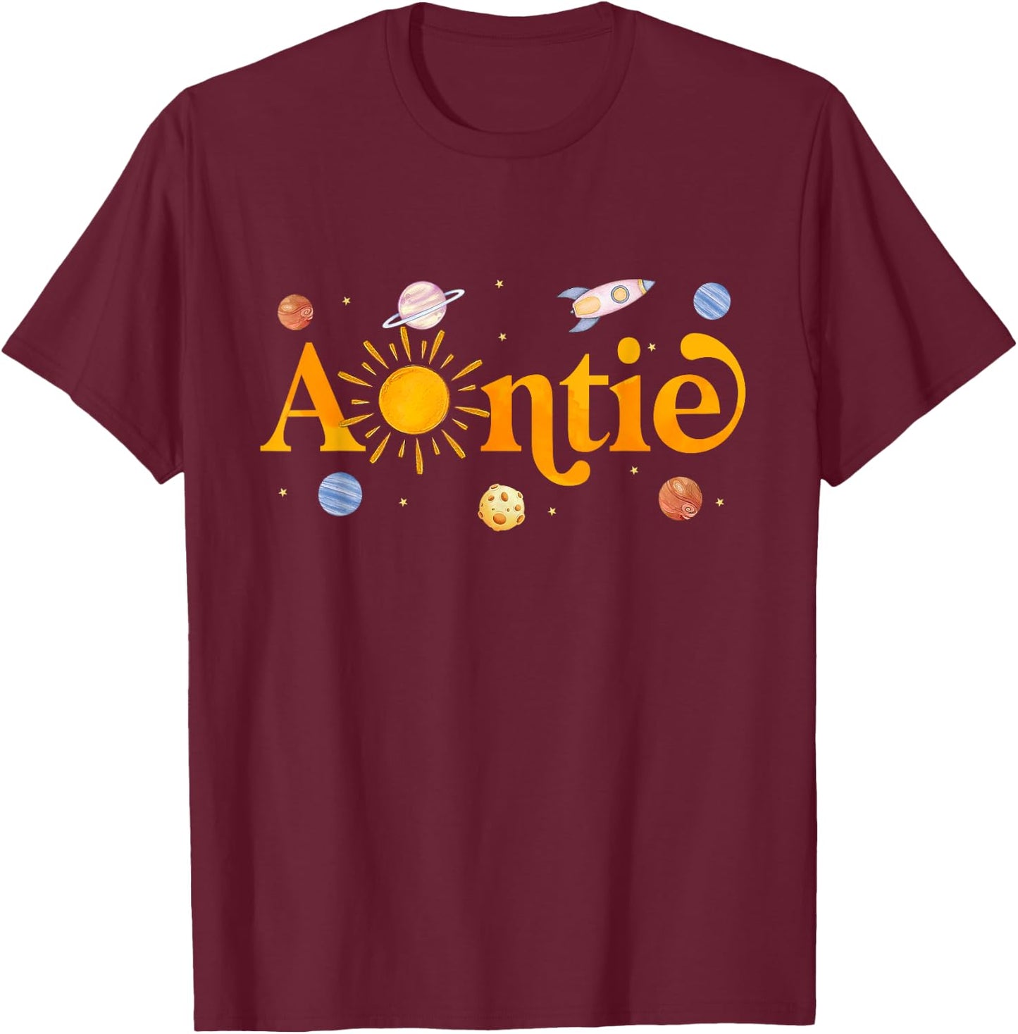Auntie of The Birthday First Trip Around The Sun Bday Boy T-Shirt - T-Shirt | Maroon