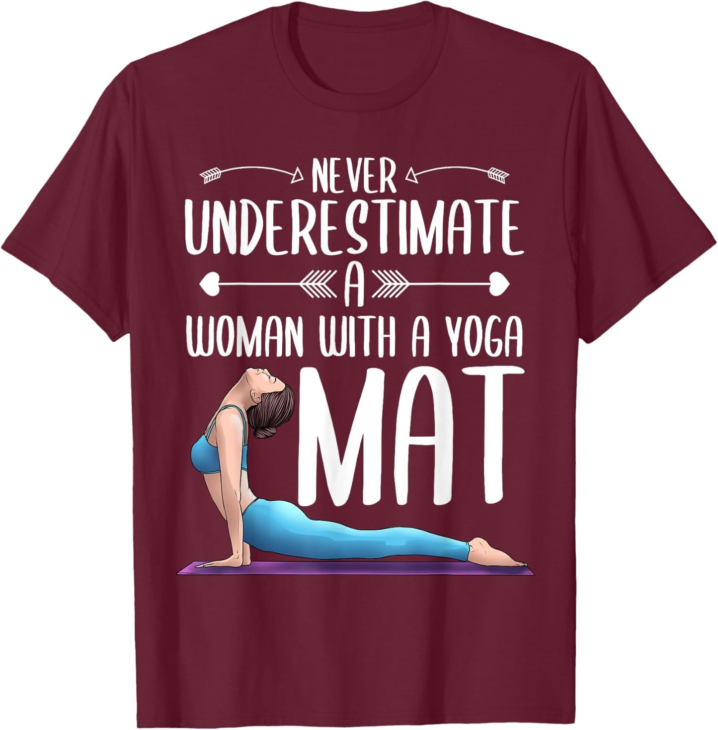 Funny Yoga Gift Women Exercise Mat Lover Fitness Girls Teens T-Shirt - T-Shirt | Maroon