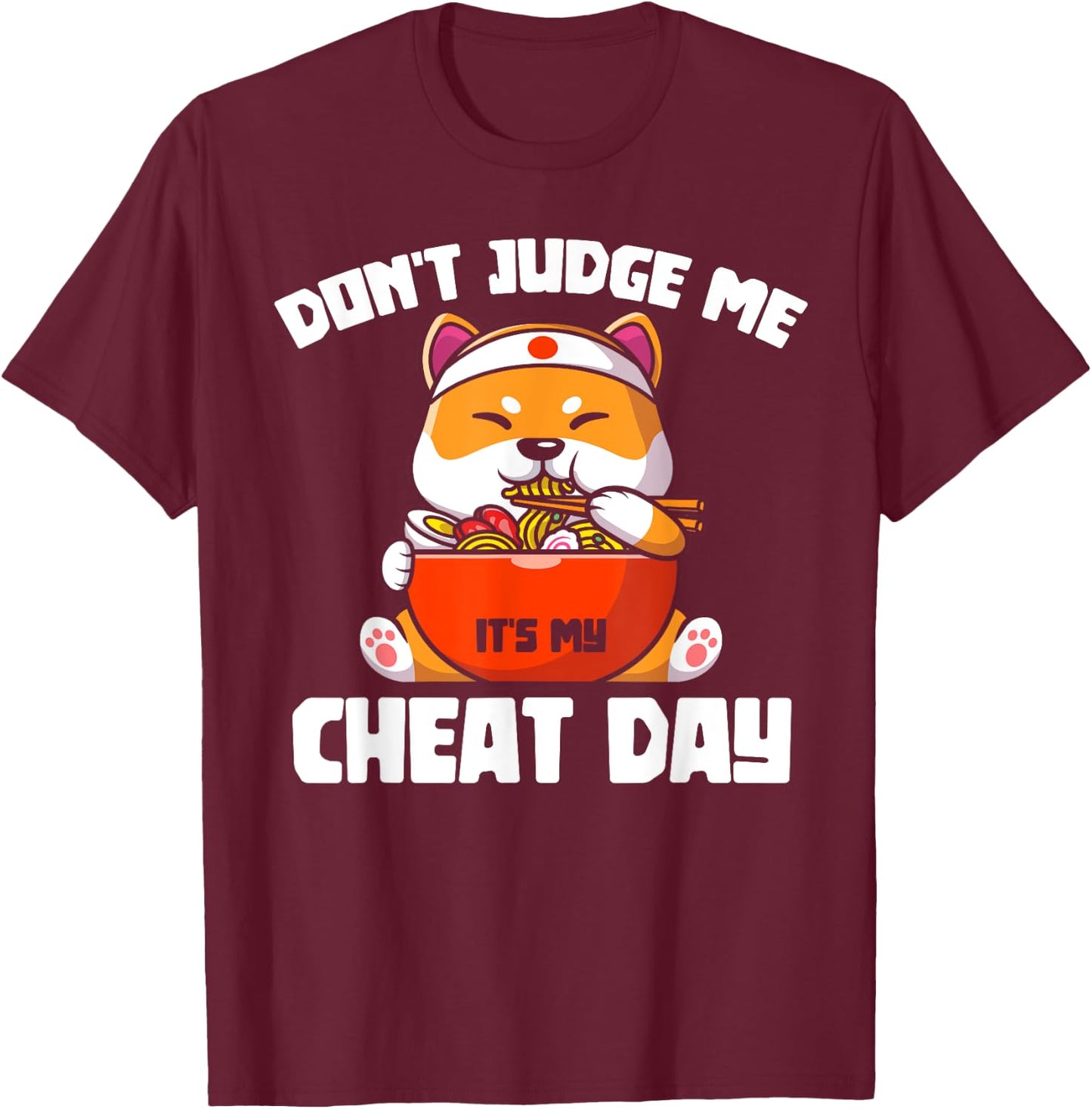 Funny Animal Lover Gift Cute Cat Gym Workout Cheat Day T-Shirt - T-Shirt | Maroon