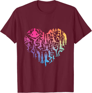 Love Yoga heart meditation pose men girl women Zen Spiritual T-Shirt - T-Shirt | Maroon