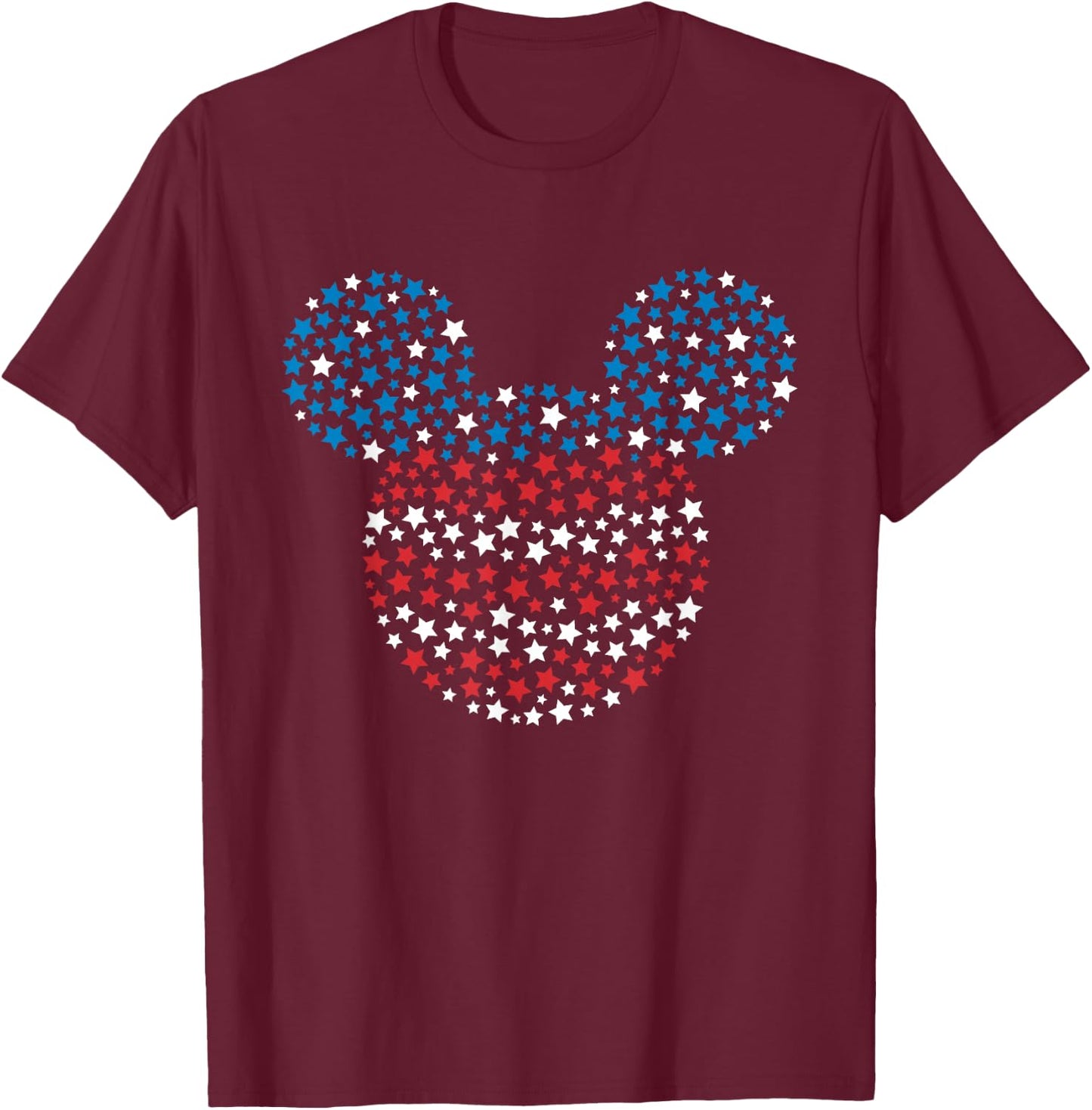Disney Mickey Mouse Red White and Blue Stars T-Shirt - T-Shirt | Maroon