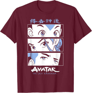 Avatar: The Last Airbender Group Shot Face Panels T-Shirt - T-Shirt | Maroon