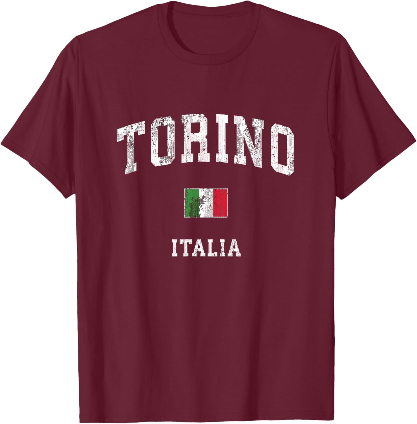 Turin Italy Torino Italia Vintage Athletic Sports Design T-Shirt - T-Shirt | Maroon