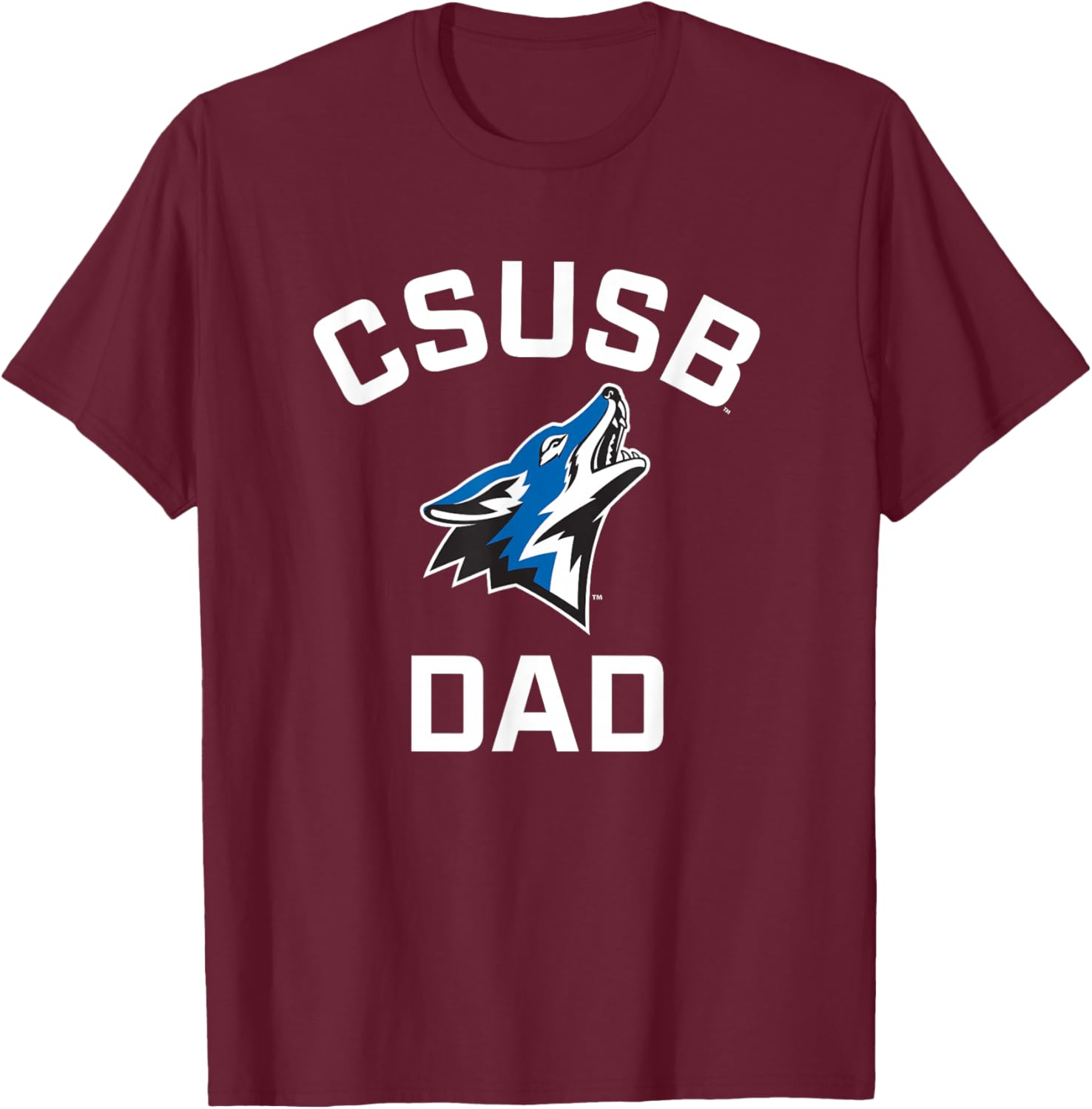 Cal State San Bernardino CSUSB Coyotes Arched Dad T-Shirt - T-Shirt | Maroon