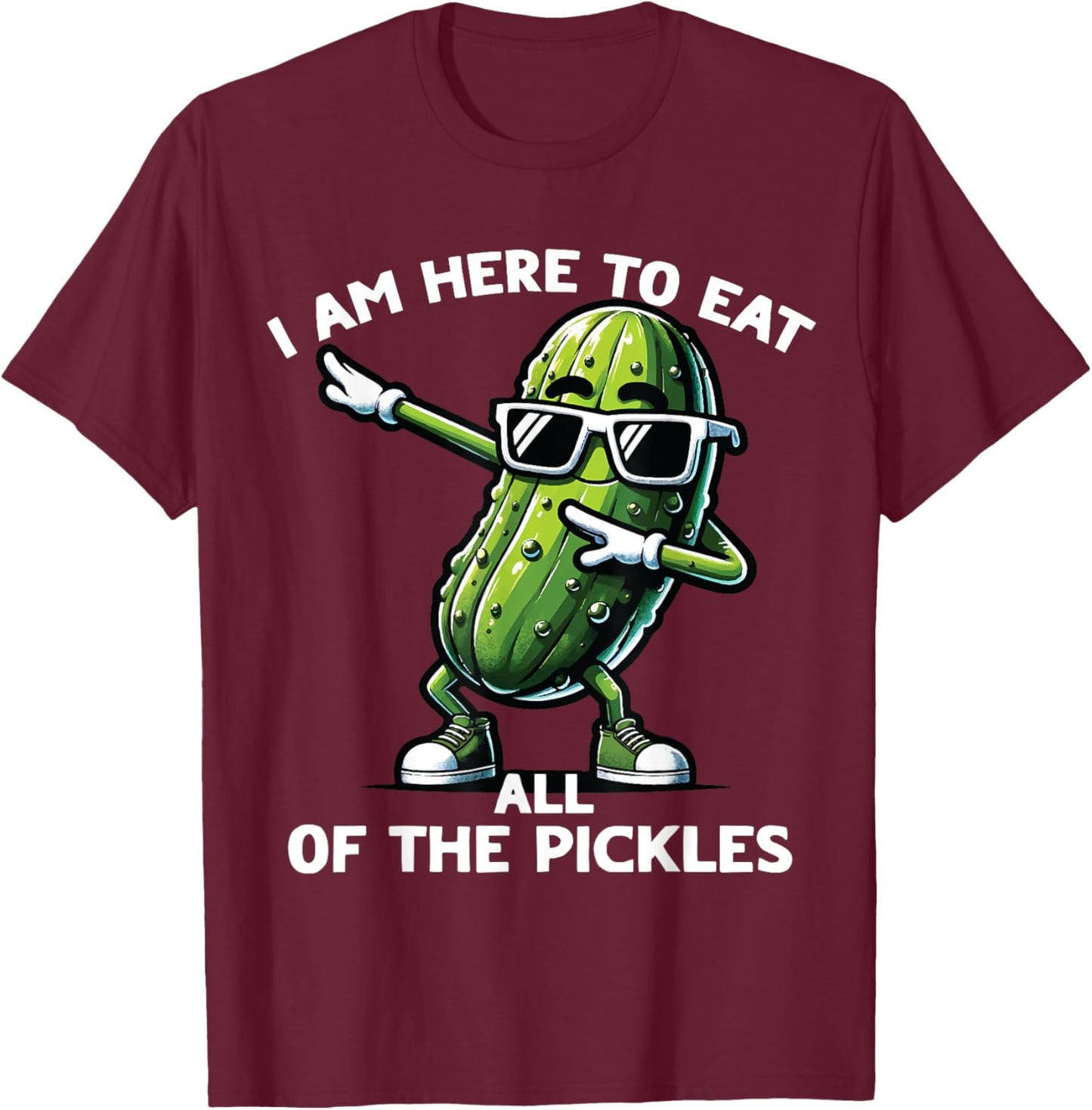 Dabbing Pickle Dancing Cucumber Pickle Food Squad T-Shirt - T-Shirt | Maroon