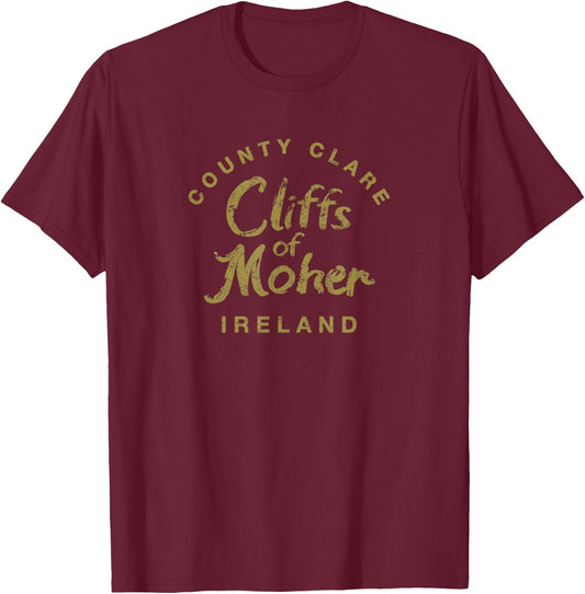 Ireland Cliffs of Moher Irish Vintage T-Shirt - T-Shirt | Maroon