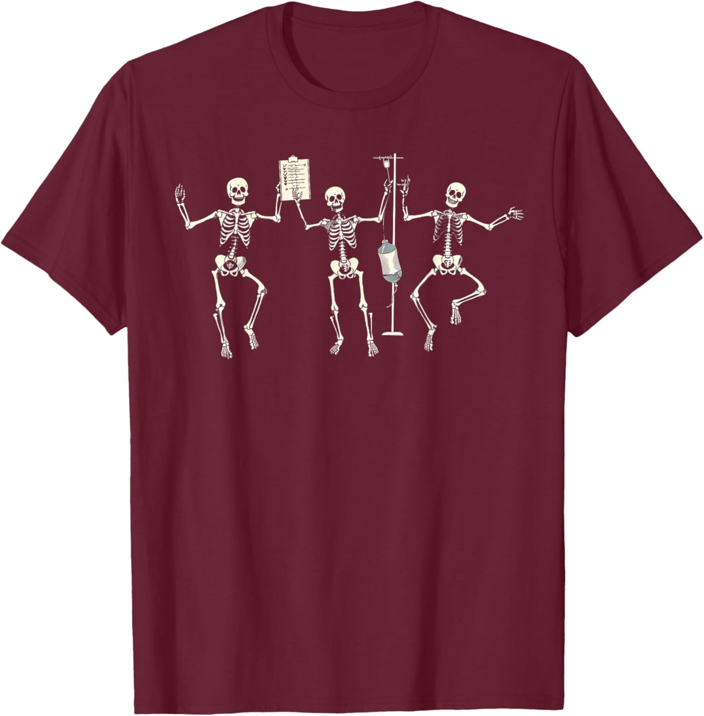 Funny Nurse Skeleton Halloween Healthcare Crew Skeleton T-Shirt - T-Shirt | Maroon