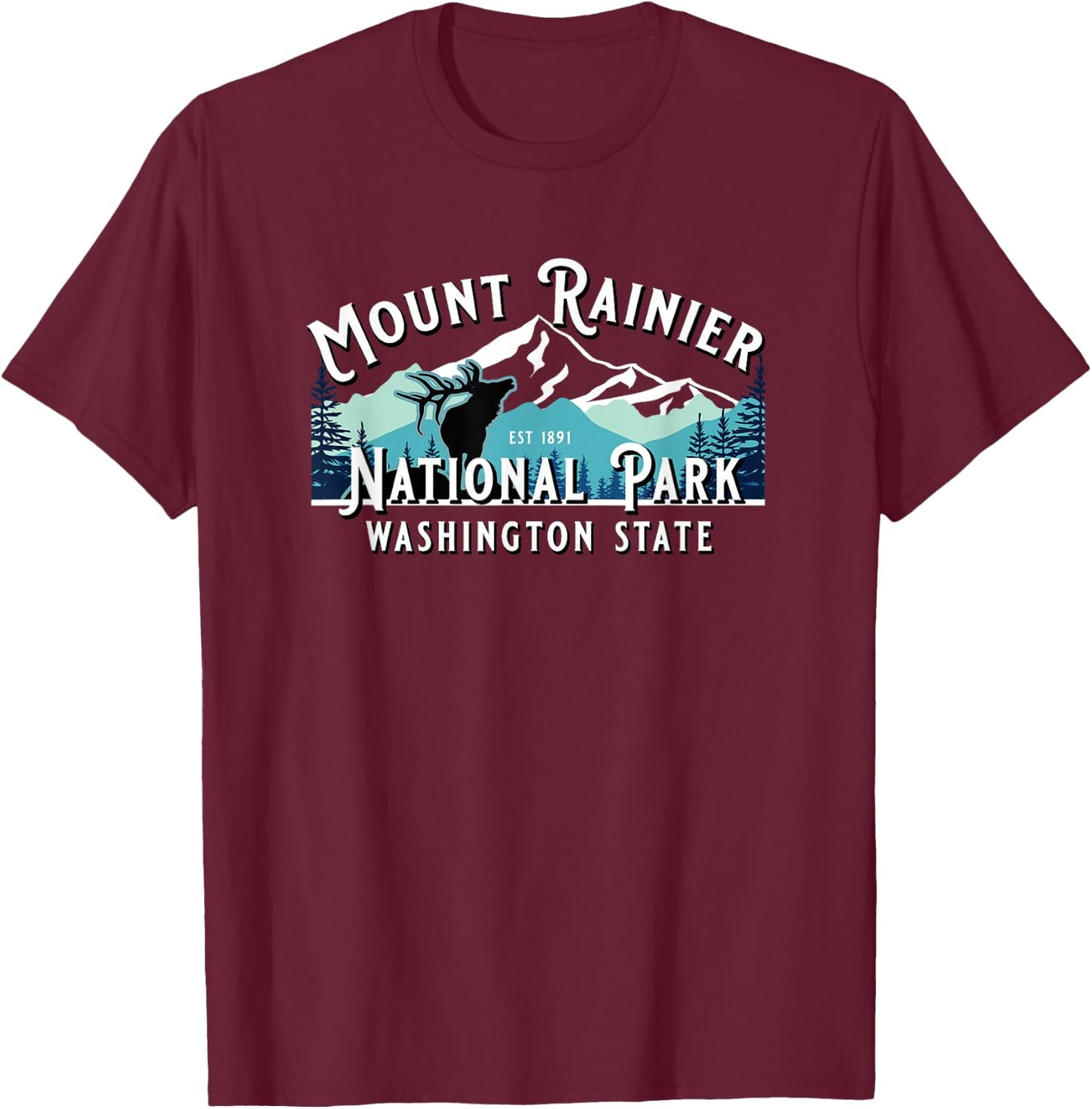 Vintage Mount Rainier National Park Washington Souvenir T-Shirt - T-Shirt | Maroon