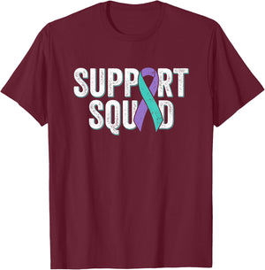 Suicide Prevention Support Squad - Teal Purple Awareness T-Shirt - T-Shirt | Maroon