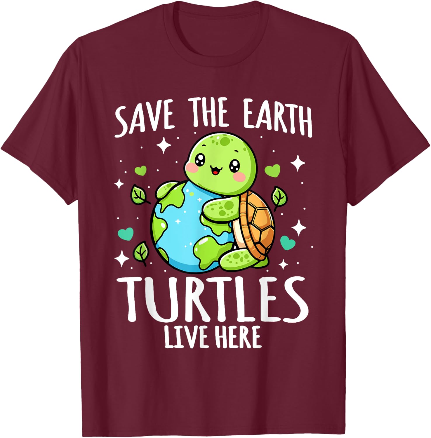 Save Earth Turtle Design - Funny Animal Earth Day T-Shirt - T-Shirt | Maroon