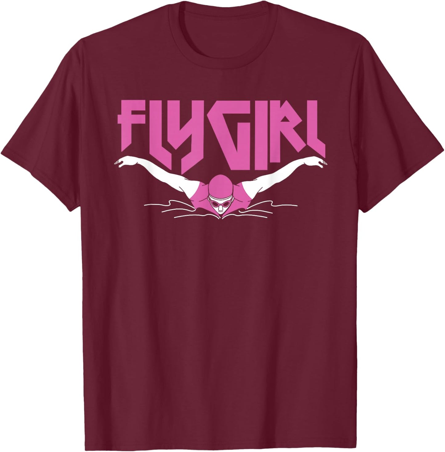 Swimmer Swim Fly Girl Butterfly Swimming 80'S Vaporwave T-Shirt - T-Shirt | Maroon