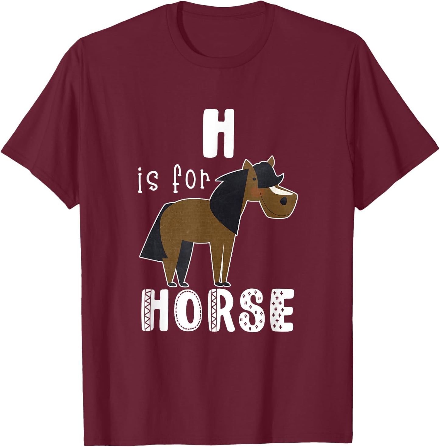 Horse Letter H Alphabet T-Shirt - T-Shirt | Maroon