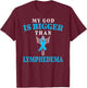 My God is Bigger Than Lymphedema Awareness Month Blue Ribbon T-Shirt - T-Shirt | Maroon