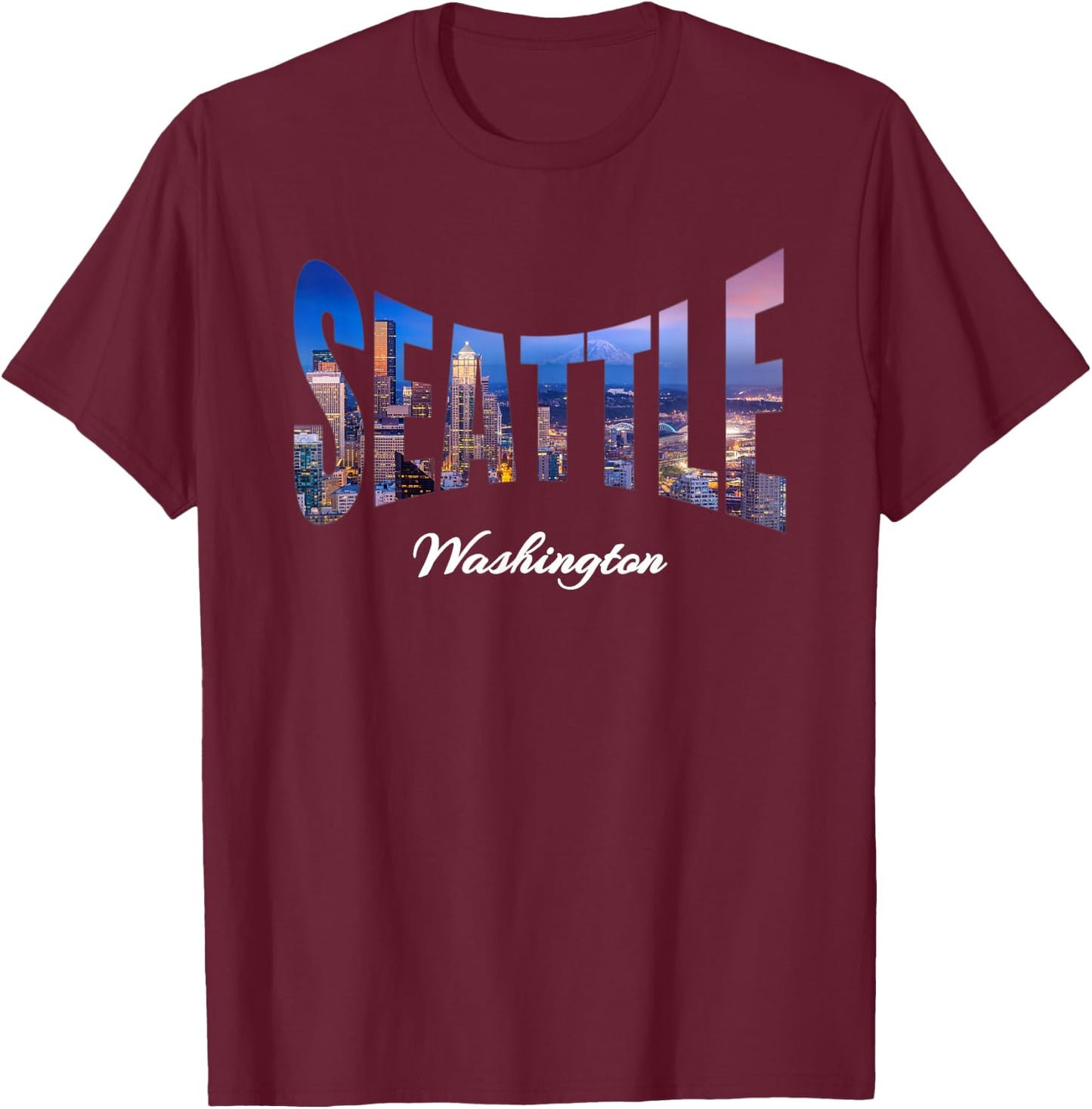 Seattle Washington City Souvenirs T-Shirt - T-Shirt | Maroon