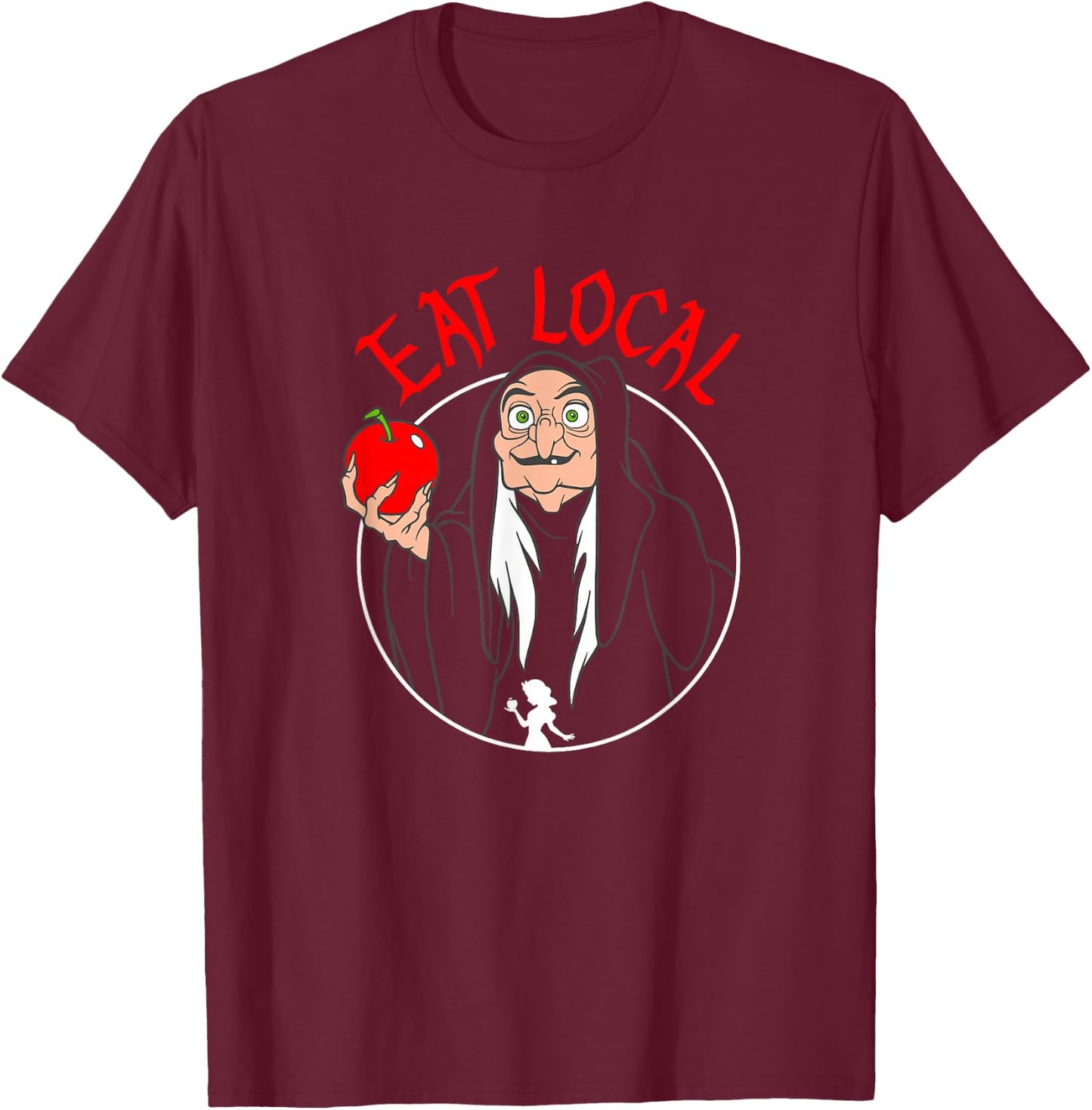 Disney Snow White Evil Queen Apple Eat Local T-Shirt - T-Shirt | Maroon