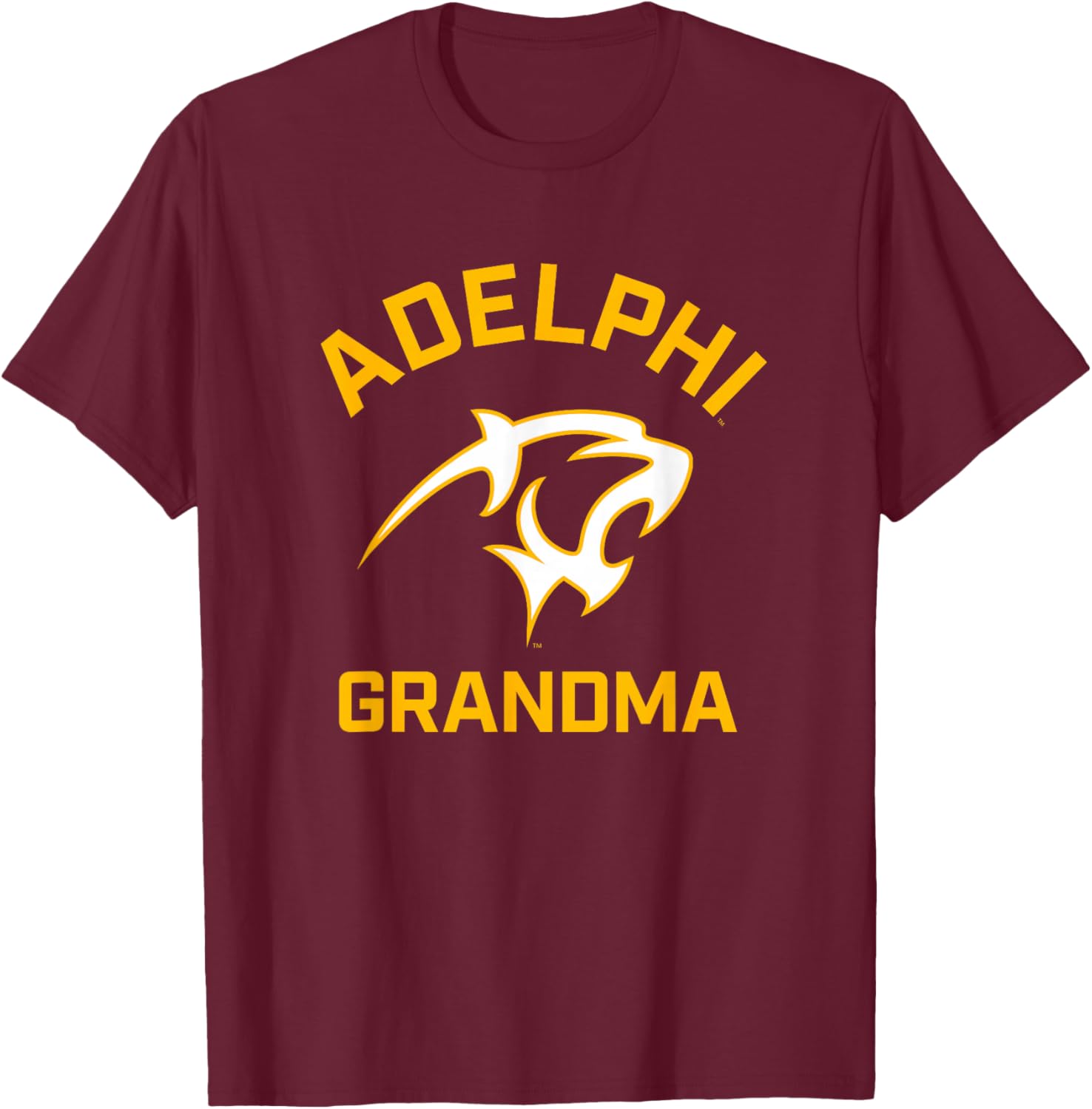 Adelphi University Panthers Arched Grandma T-Shirt - T-Shirt | Maroon