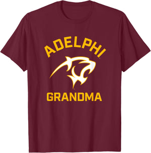 Adelphi University Panthers Arched Grandma T-Shirt - T-Shirt | Maroon