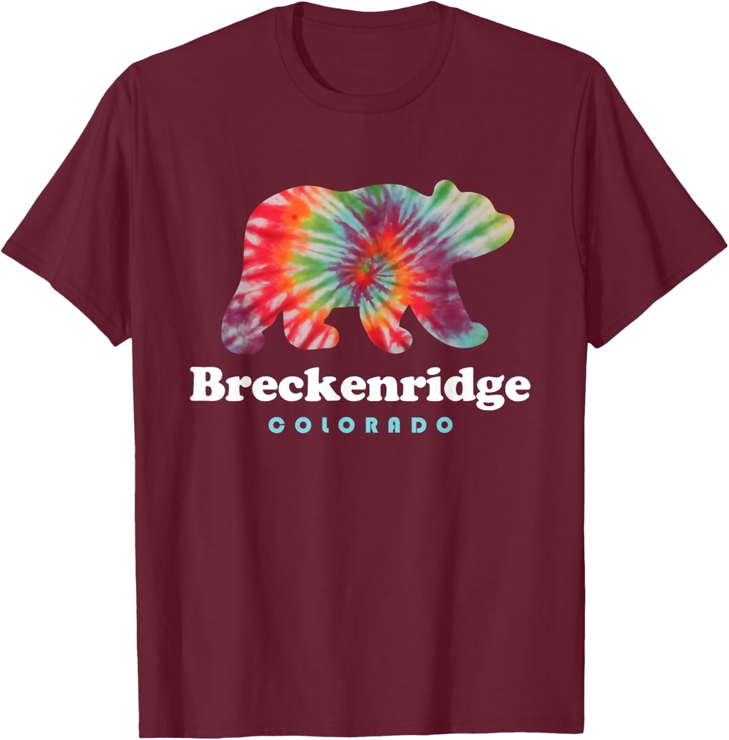 Breckenridge Colorado Bear Tie Dye T-Shirt - T-Shirt | Maroon