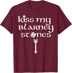 Funny St. Patrick's Day Kiss My Blarney Stones Vintage T-Shirt - T-Shirt | Maroon