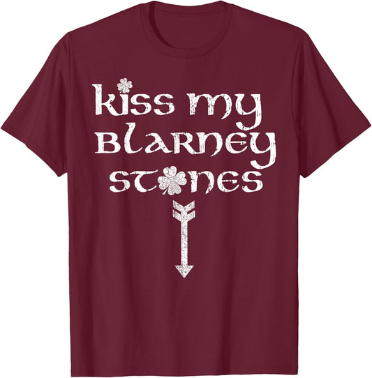 Funny St. Patrick's Day Kiss My Blarney Stones Vintage T-Shirt - T-Shirt | Maroon