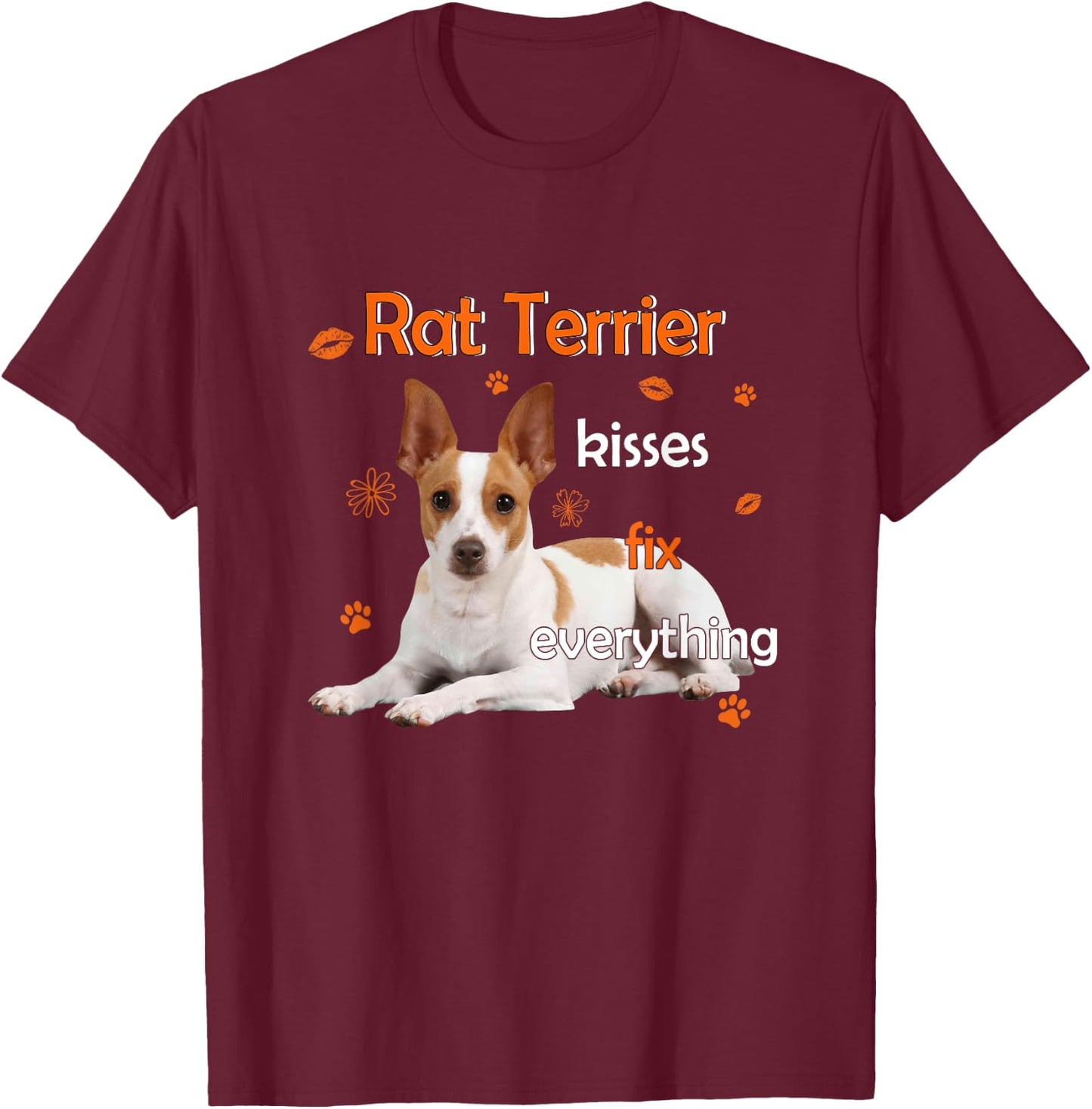 Rat Terrier Kisses Fix Everything T-Shirt - T-Shirt | Maroon