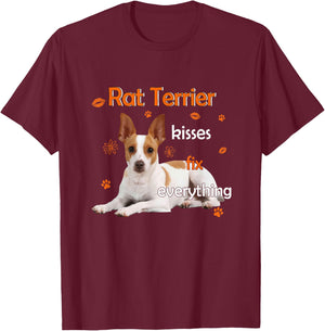Rat Terrier Kisses Fix Everything T-Shirt - T-Shirt | Maroon