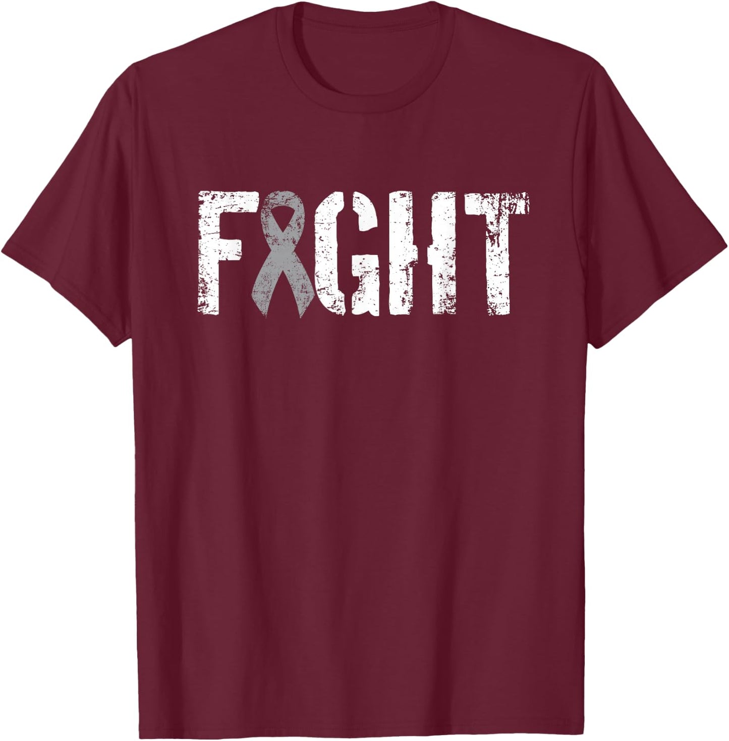 Fight Brain Cancer - Gray Tumor Awareness Ribbon T-Shirt - T-Shirt | Maroon