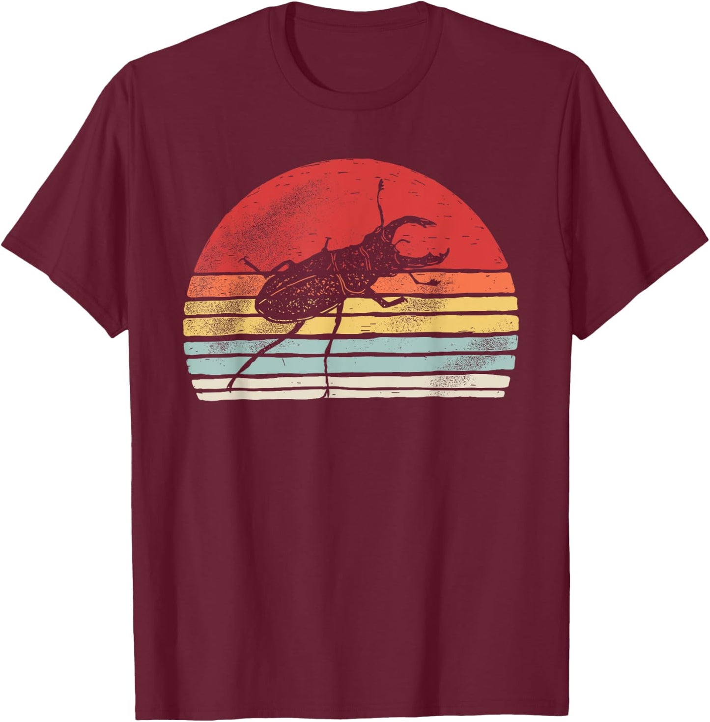 Vintage Retro Stag Beetle T-Shirt - T-Shirt | Maroon