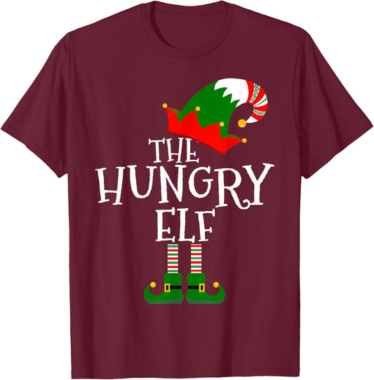 Funny The Hungry Elf Matching Family Group Gift Christmas T-Shirt - T-Shirt | Maroon