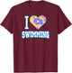 I Love Swimming Tie Dye Heart T-Shirt - T-Shirt | Maroon