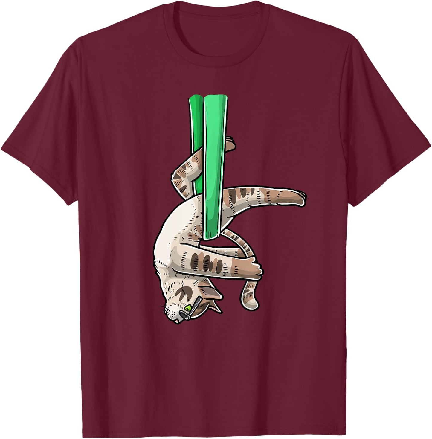 Aerial Cat Yoga Gymnastics Acrobatic T-Shirt - T-Shirt | Maroon