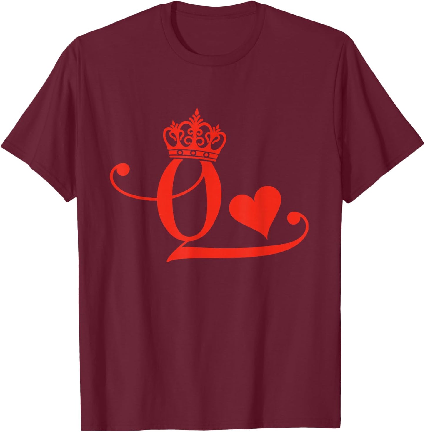 King & Queen of Hearts Matching Couple Saint Valentine's Day T-Shirt - T-Shirt | Maroon