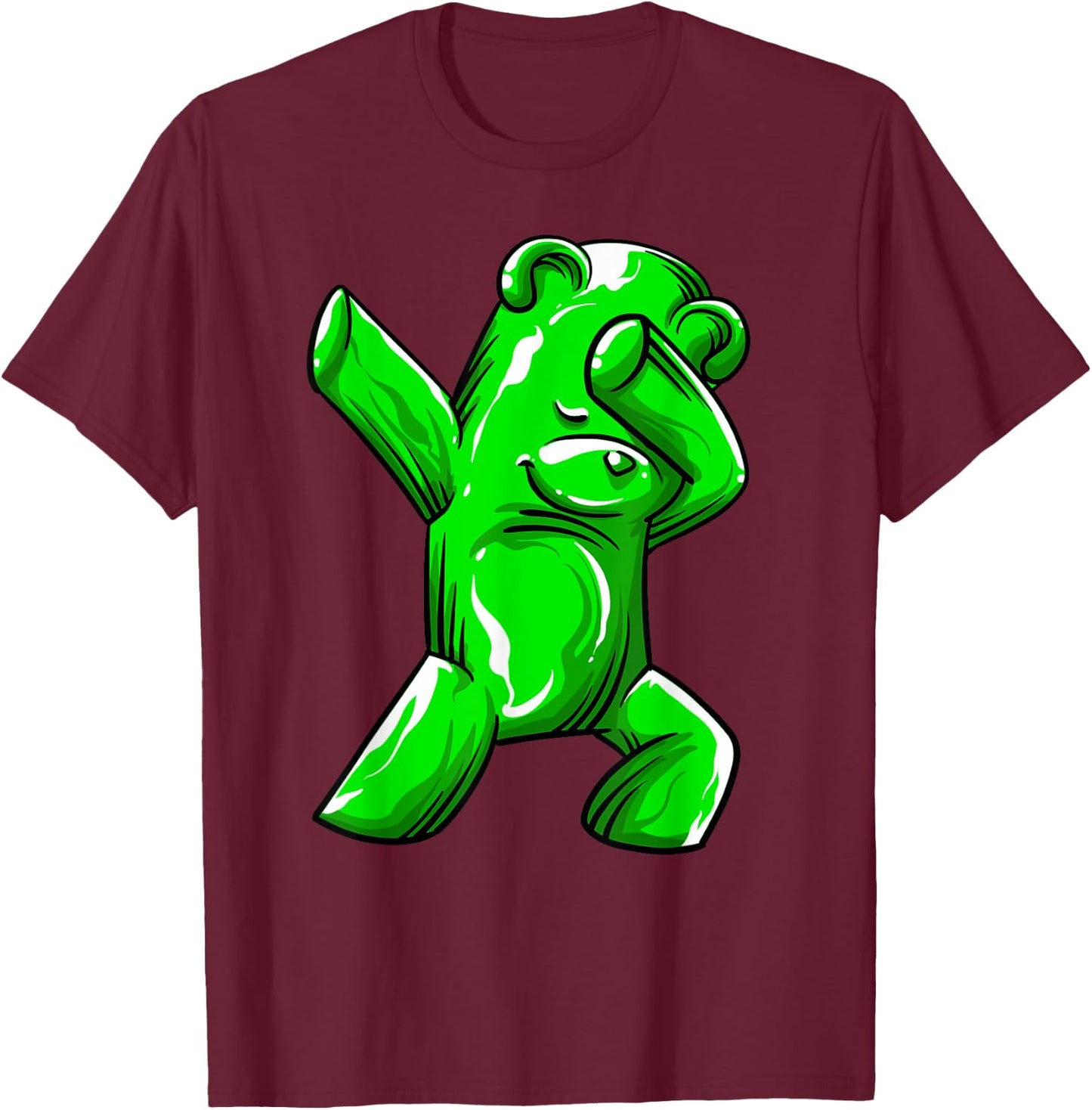 Funny Dabbing Gummy Bear Gift Cool Jelly Candy Animal Dance T-Shirt - T-Shirt | Maroon