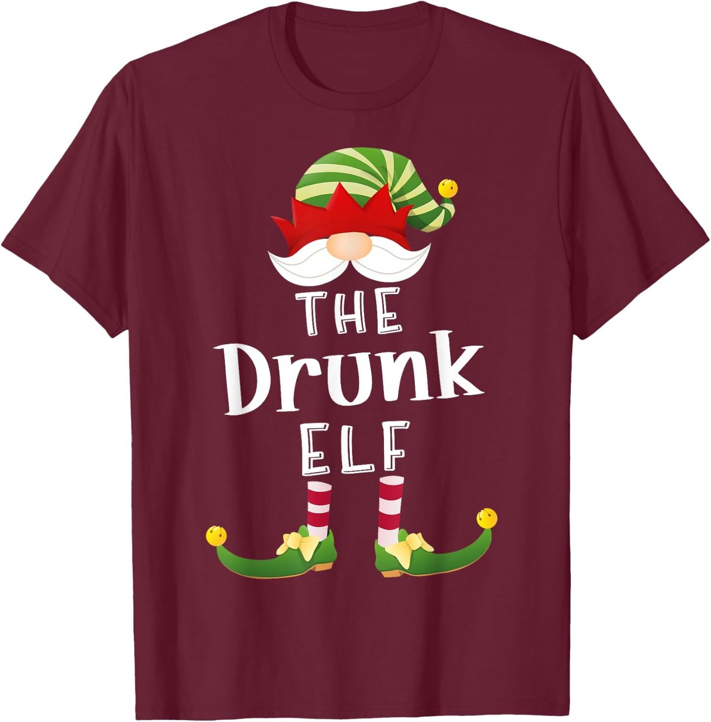 Drunk Elf Group Christmas Funny Pajama Party T-Shirt - T-Shirt | Maroon
