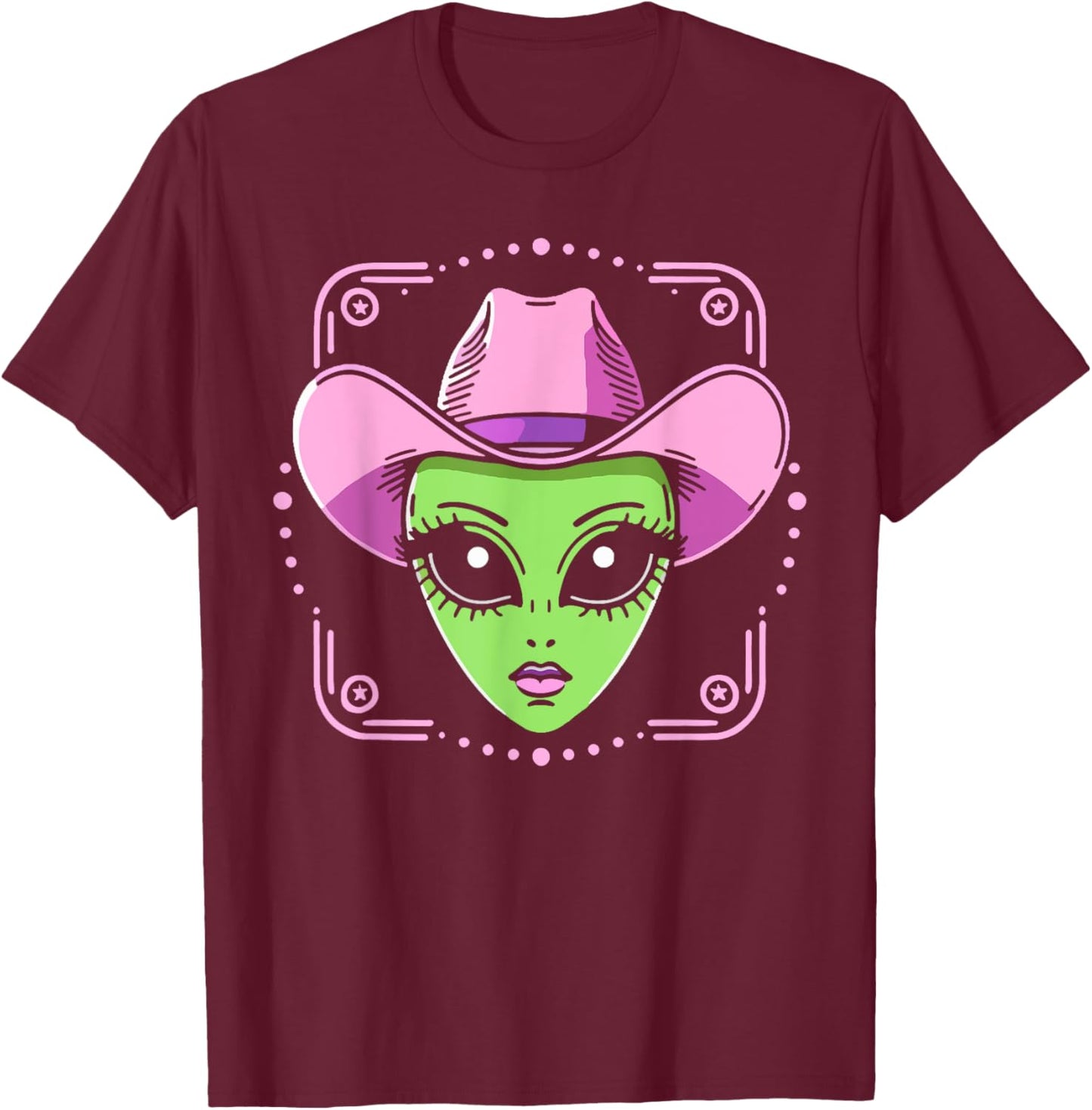 Alien Cowgirl Has Space Western UFO Howdy Rodeo Country T-Shirt - T-Shirt | Maroon